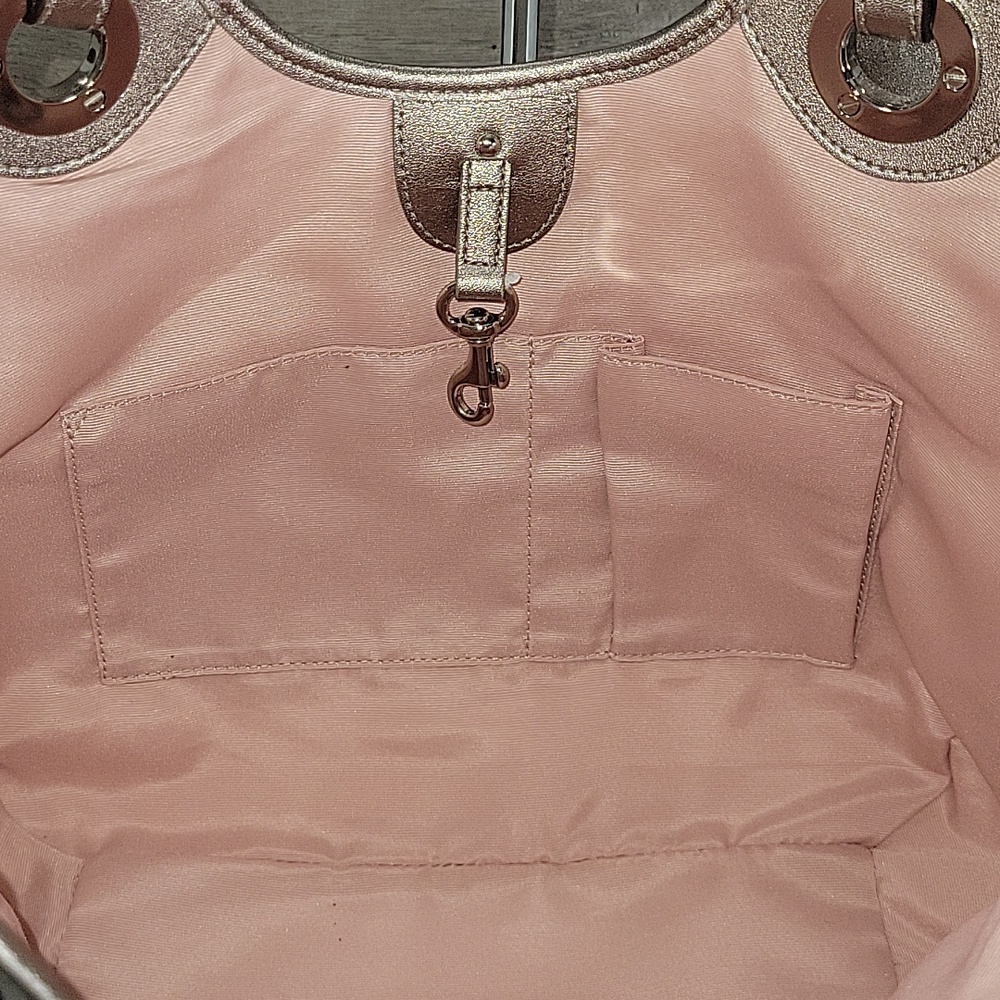 Coach Canvas Tote with Pink Stripe and Seashell Motif Tote Shoulder Bag F19273 - Picture 11 of 16